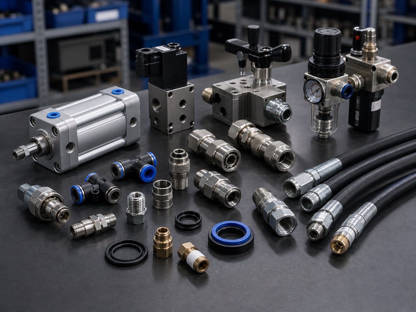 Pneumatyka, hydraulika, złączki, przewody, zawory, siłowniki i uszczelnienia techniczne